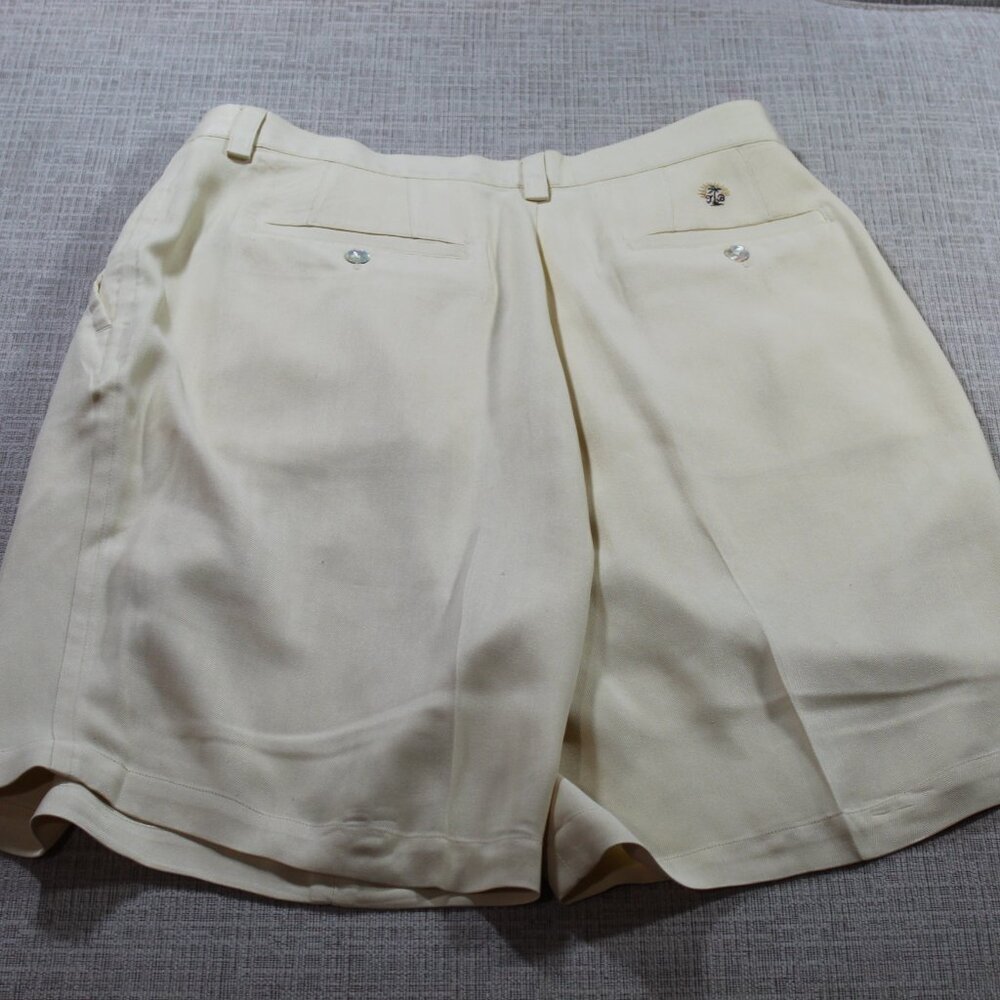 Vintage Tommy Bahamas Yellow Silk Dress Shorts - Picture 2 of 8